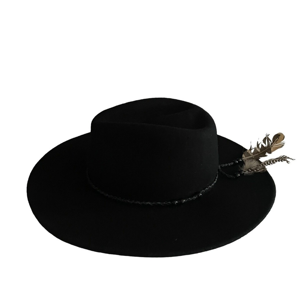 FREE PEOPLE Rodeo Western Hat Women’s One Size Wool Feathers Accent Cowgirl